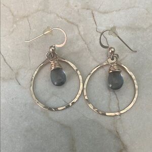 Gold and Gray Circular Hoop Earrings
